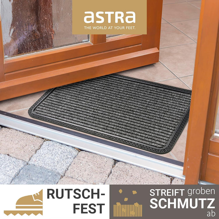 Astra Fussmatte Aussen & Innen - 2er Set 40x60 cm Grau Linien - Sauberlauf Türmatte rutschfest - Sch