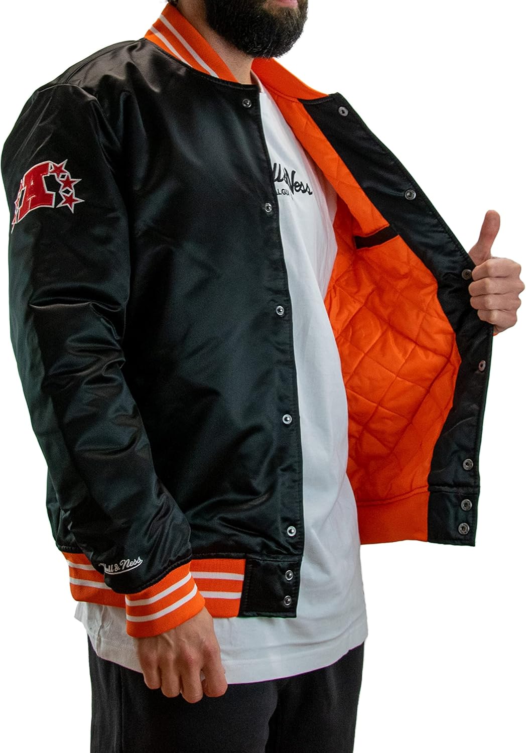Mitchell & Ness NFL Heavyweight Satin Jacket S Cincinnati Bengals - Black, S Cincinnati Bengals - Bl