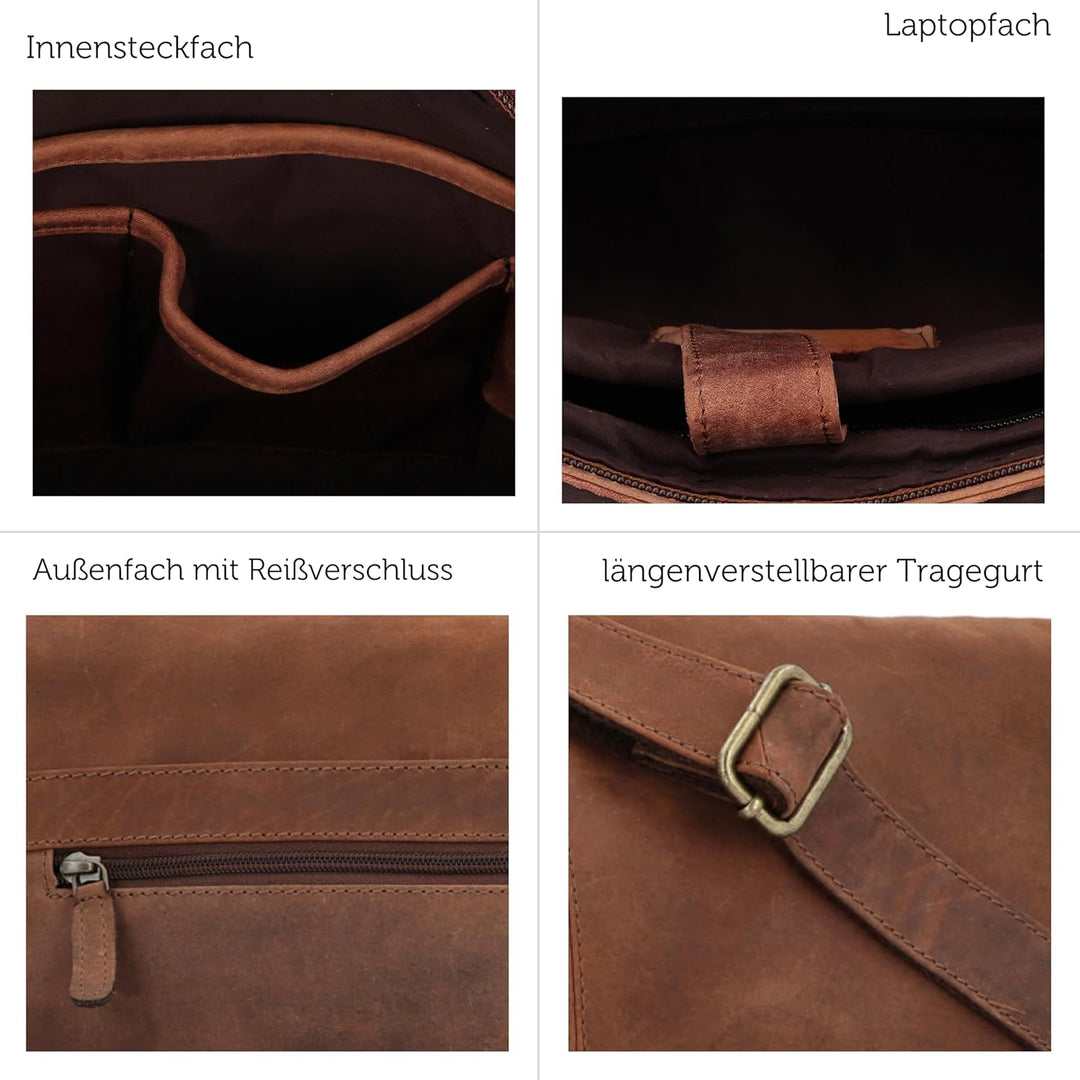 Gusti Leder Ledertasche Herren Reign - Handgefertigte Umhängetasche Herren Leder für Büro & Alltag -