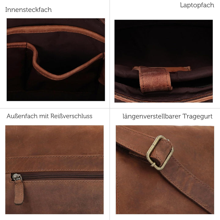 Gusti Leder Ledertasche Herren Reign - Handgefertigte Umhängetasche Herren Leder für Büro & Alltag -