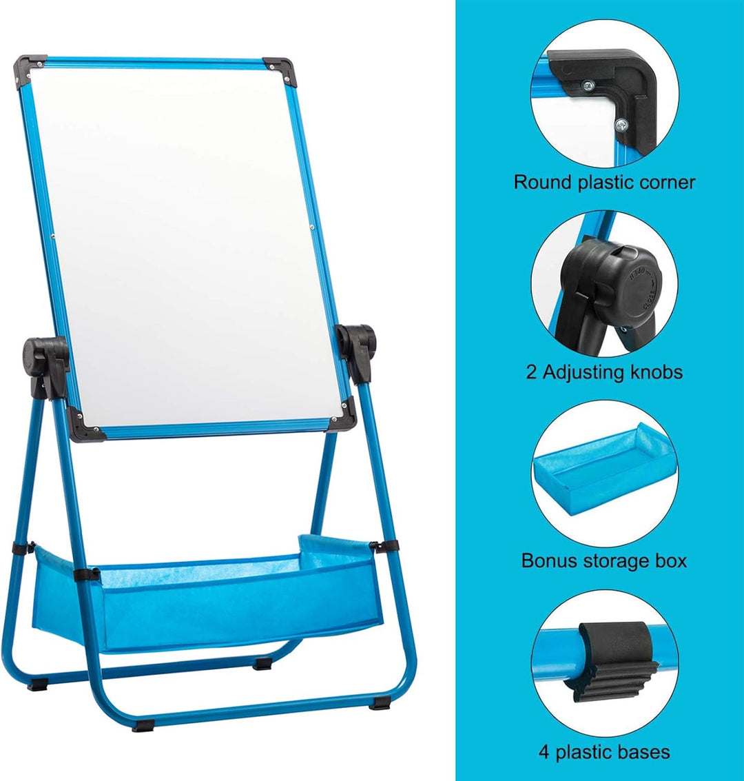 DOEWORKS Kinder Whiteboard Doppelseitiges Staffelei Kinder Whiteboard & Kreidetafel, Magnetische Whi