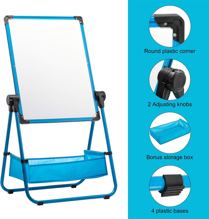 DOEWORKS Kinder Whiteboard Doppelseitiges Staffelei Kinder Whiteboard & Kreidetafel, Magnetische Whi