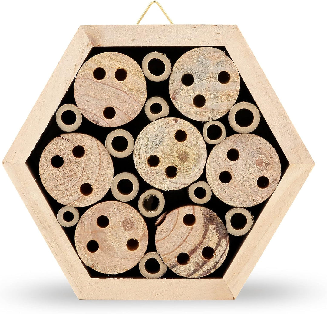 FLORTUS Insektenhotel Bienen | naturbelassenes Bienenhotel 15 x 13 x 6 cm | Wildbienenhotel für den