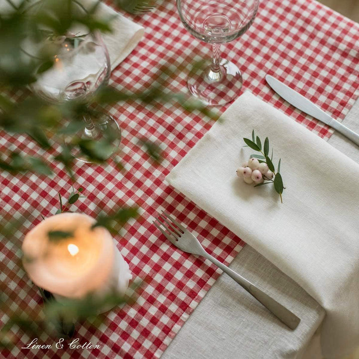 Linen &amp; Cotton Hochwertige 4 x Stoffservietten/Servietten Stoff/Leinenservietten Hygge - 100% Leinen