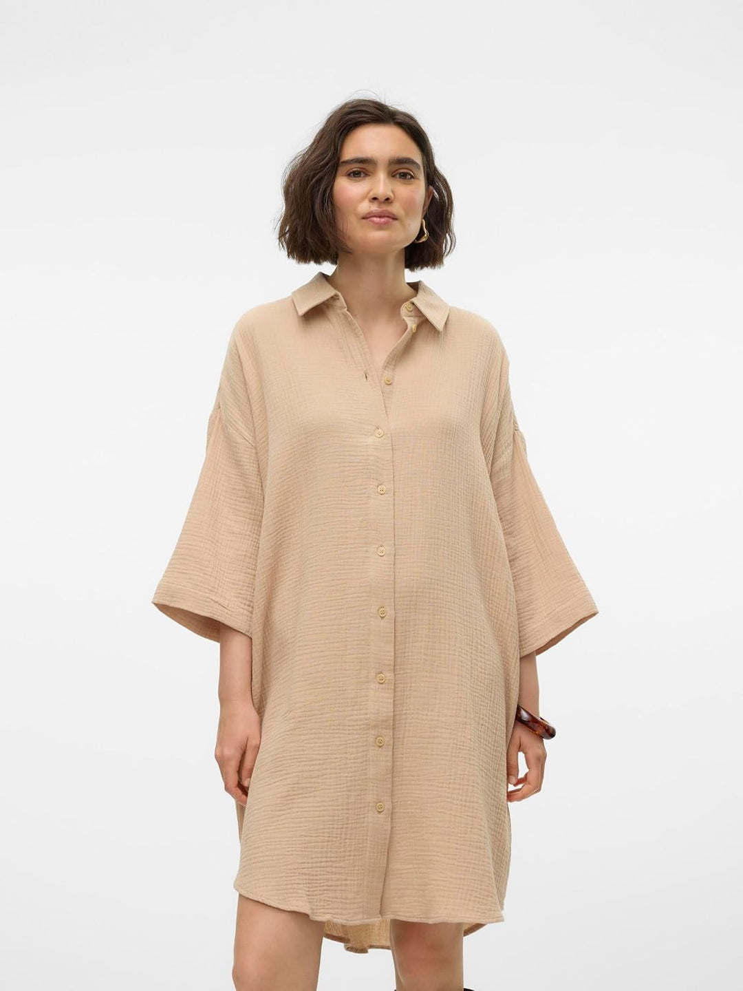 VERO MODA Damen Vmnatali 3/4 Long Overshirt Noos Kleid XS Irish Cream, XS Irish Cream