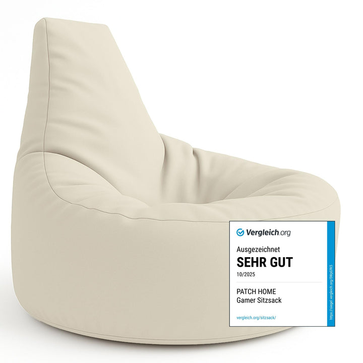 PATCH HOME Gamer Kissen & Lounge Sitzsack – befüllbar mit Reissverschluss, gefüllt mit Styropor, gee