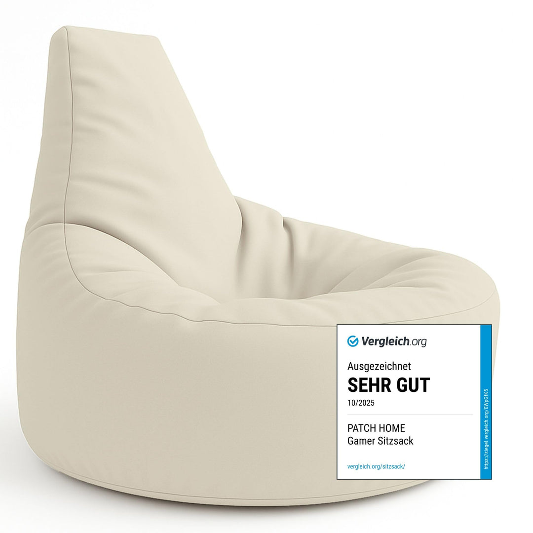 PATCH HOME Gamer Kissen & Lounge Sitzsack – befüllbar mit Reissverschluss, gefüllt mit Styropor, gee