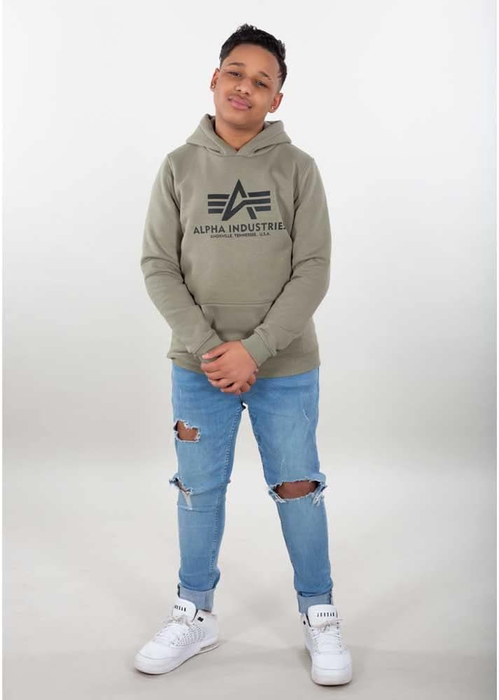 ALPHA INDUSTRIES Unisex Kinder Basic Hoody Kapuzensweat für Kids und Teens Kapuzenpullover 122-128 D