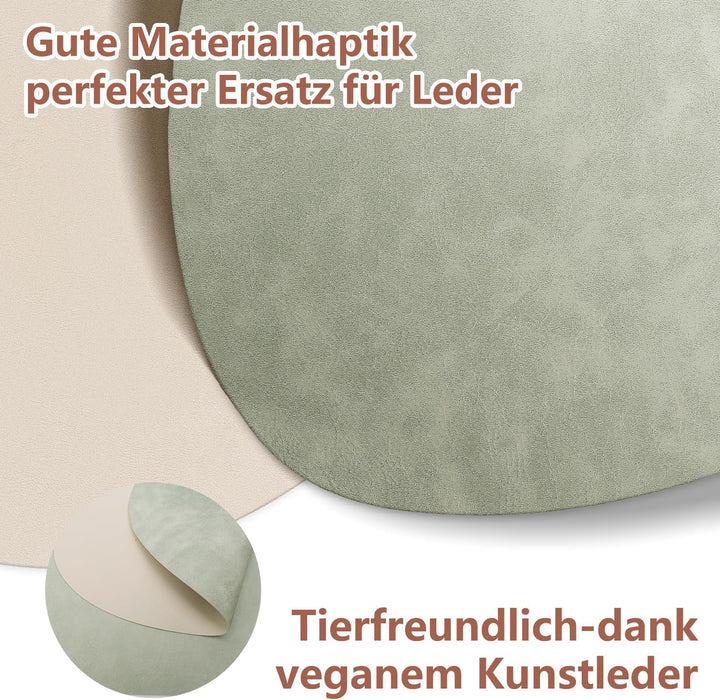 HELI MIAO 6er Set Tischset aus Leder-Imitat，Platzsets abwaschbar und wasserdicht，Platzdeckchen Leder