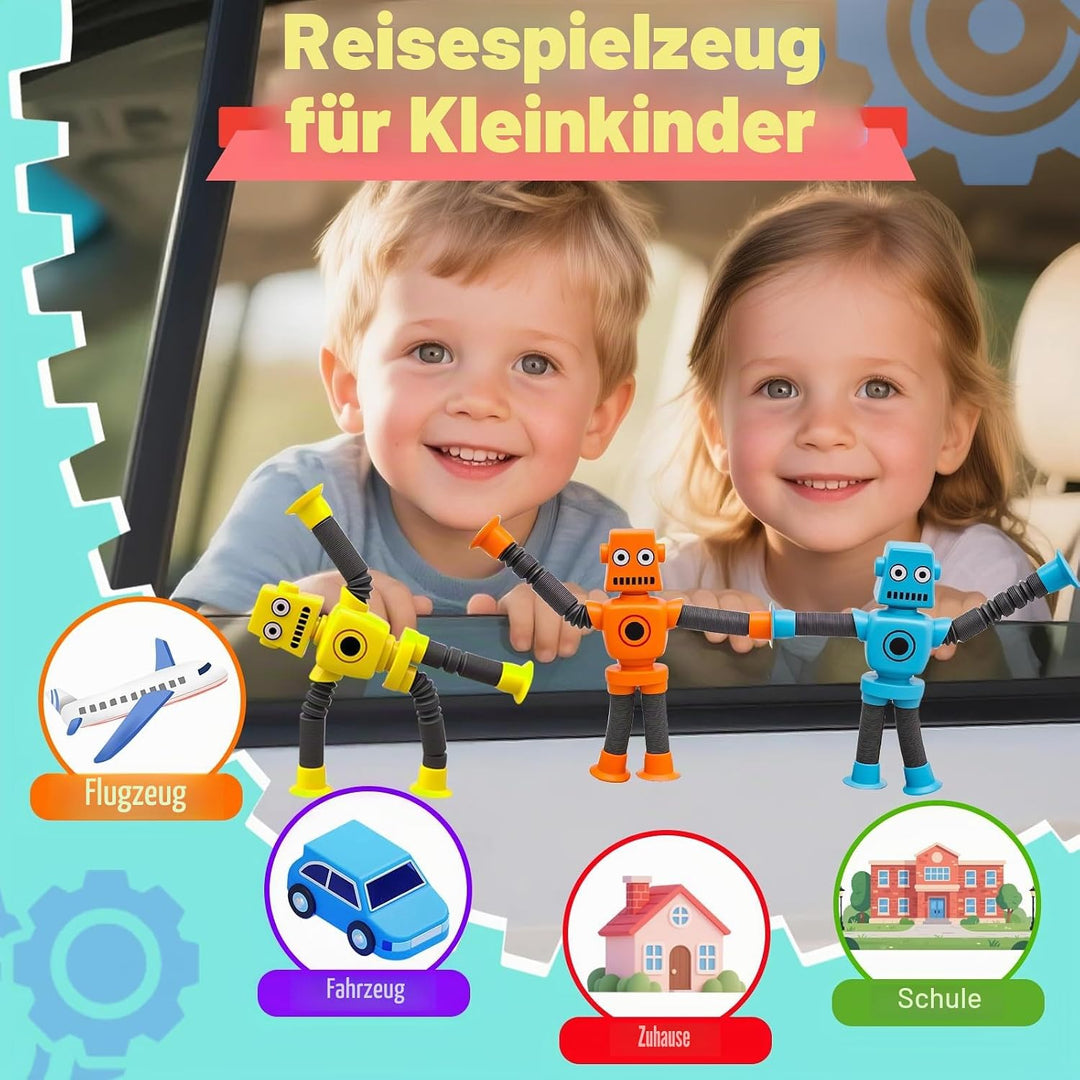 14PCS Transformable Fidget Spinner Roboter - Saugtasche Pop Tube Sensorische Spielzeug, Korb Strümpf
