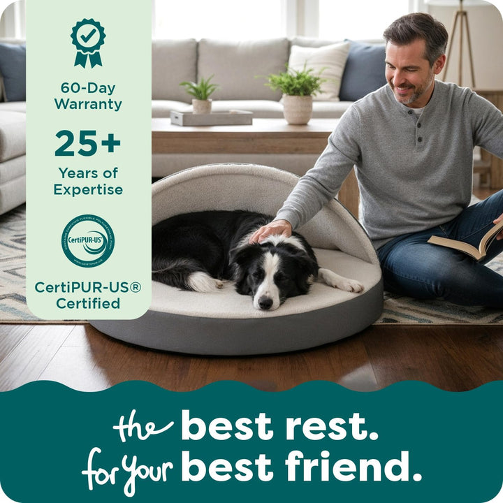 Furhaven Orthopädisches Hundebett für grosse Hunde, rund, mit abnehmbarem, waschbarem Bezug, für Hun