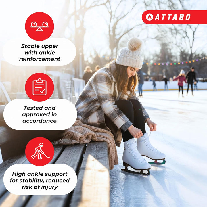 ATTABO Eiskunstlauf Schlittschuhe Damen Lily, Schlittschuhe für Fortgeschrittene, Starke Knöchelunte