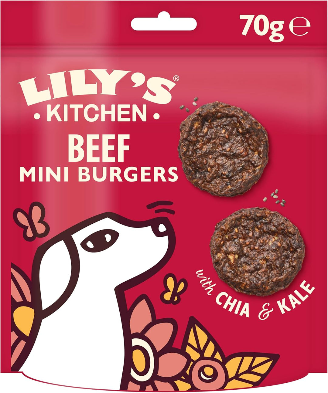 Lily’s Kitchen Leckerchen für ausgewachsene Hunde 8er Pack (8 x 70 g) Mini Burgers mit 80 % Rind