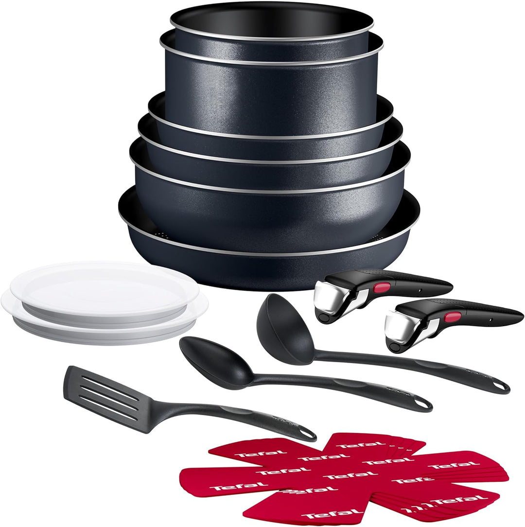 Tefal Ingenio Enjoy 17-tlg. Kochgeschirr-Set, Antihaftversiegelung, stapelbar, Thermo-Signal, für al
