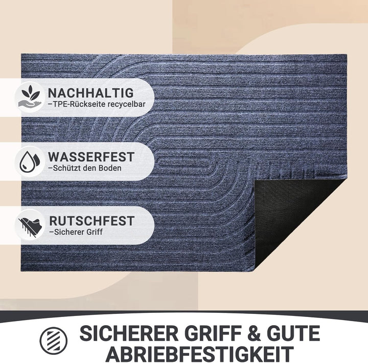 Fussmatte 60x90cm, rutschfeste Maschinenwaschbare Schmutzfangmatte, Teppich Wohnzimmer Innen und Aus