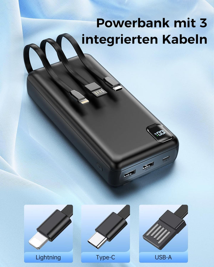 Powerbank 50000mAh grosse kapazität - USB C Schnellladegerät, Power Bank 5 Ausgänge und 2 Eingänge L