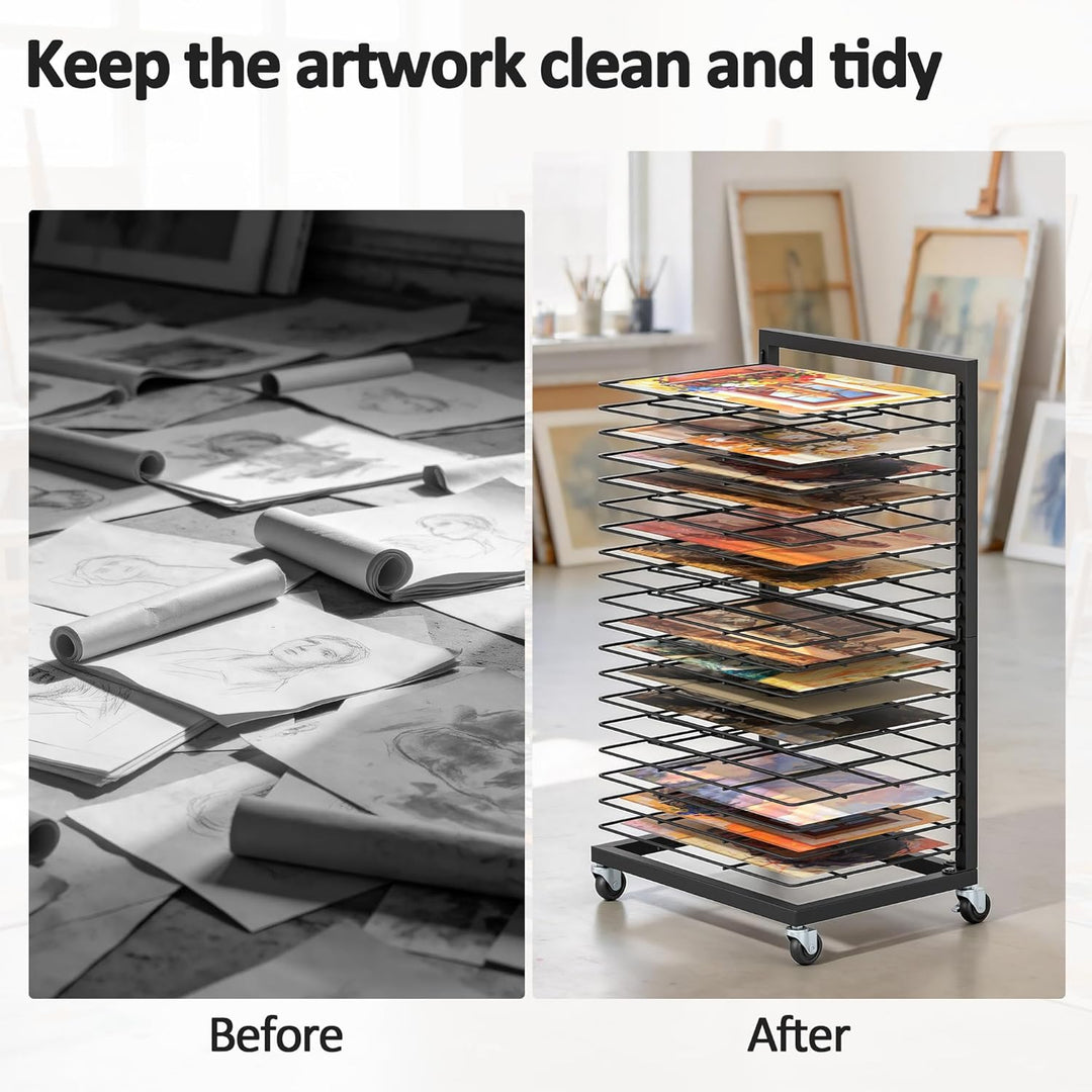 uyoyous Mobiles Bilder Trockengestell 40.5×30×70.5cm Kunsttrockengestell mit 19 Herausnehmbaren Rega
