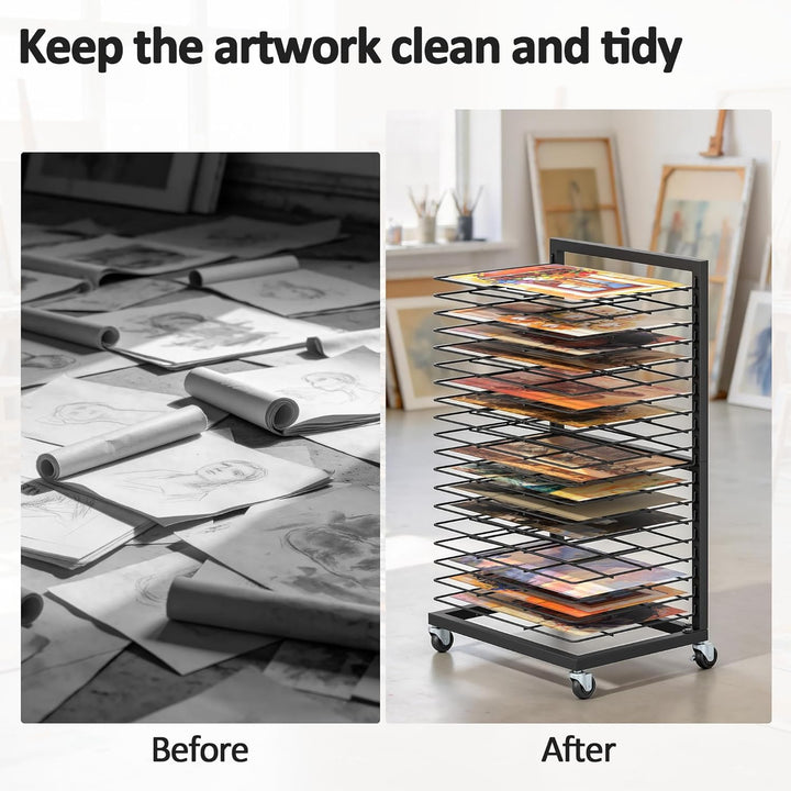 uyoyous Mobiles Bilder Trockengestell 40.5×30×70.5cm Kunsttrockengestell mit 19 Herausnehmbaren Rega