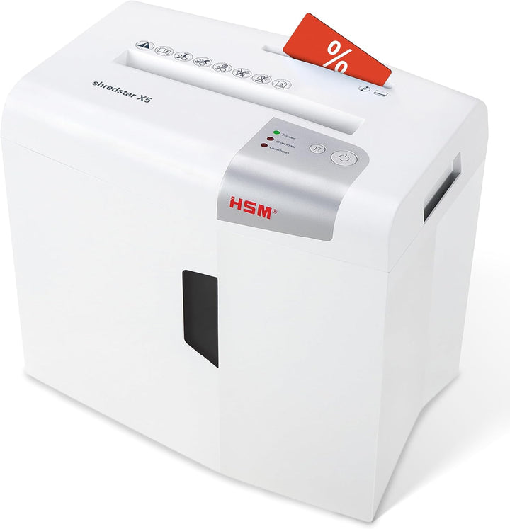 HSM shredstar X5 Aktenvernichter, Sicherheitsstufe P-4, 5 Blatt (Partikelschnitt) mit CD-Schredder w