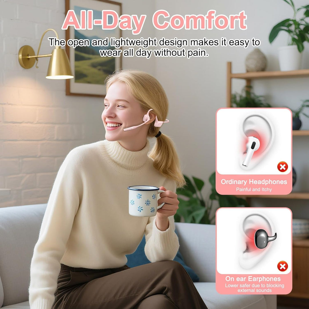 ZIOCOM Open Ear Kopfhörer, Bluetooth 5.1 Headset mit Mikrofon, ENC Noise Cancelling und Stummschaltt