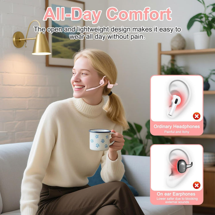 ZIOCOM Open Ear Kopfhörer, Bluetooth 5.1 Headset mit Mikrofon, ENC Noise Cancelling und Stummschaltt