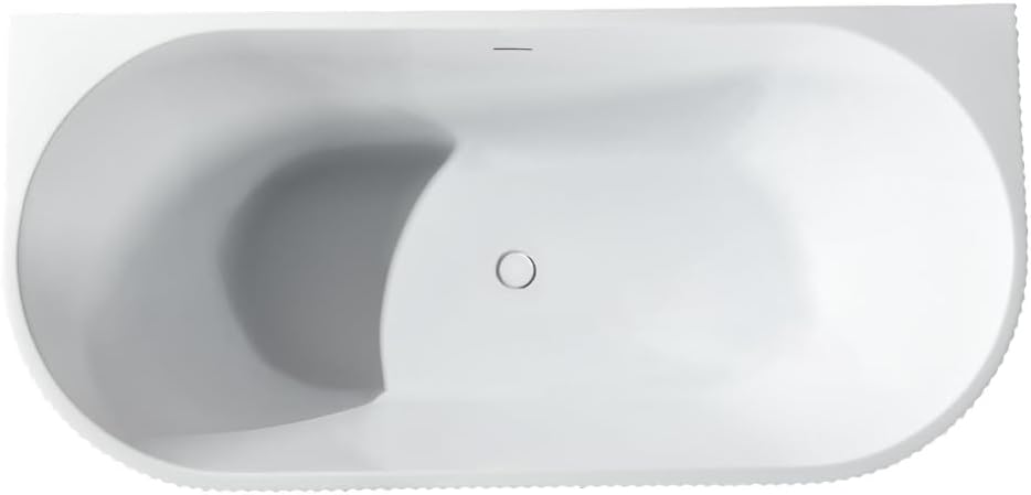 Belvit Rondo Halbfreistehende Badewanne 170 x 80 cm, ovale Acryl Wanne mattweiss doppelwandig mit ve