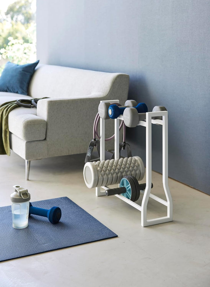 Yamazaki 1963 TOWER Dumbbell Rack, white, Steel/Silicone, 52 x 17 x 54.3 cm Weiss, Weiss