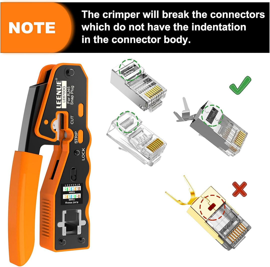 RJ45 Crimpzange Set, Netzwerk Werkzeug Set mit 10 x Cat 7 Cat6A Lan Stecker Pass Through