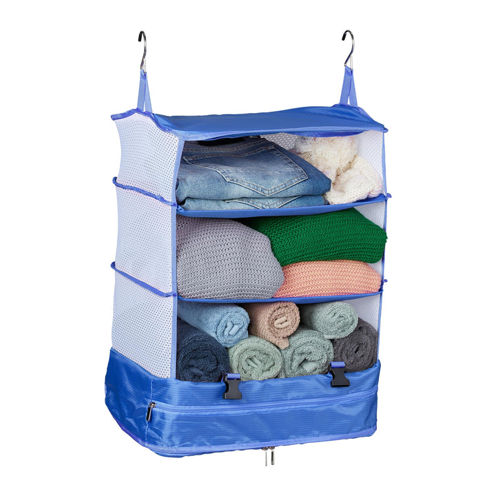 Relaxdays Gepäck Organizer zum Hängen, HBT: 55x44x30 cm, Kofferorganizer faltbar, 4 Fächer, tragbare