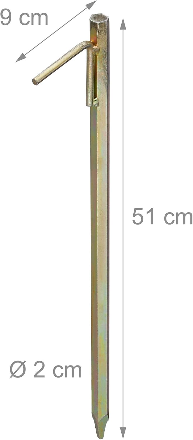 4 x XXL Bodenanker, Erdanker für Harte Böden, 51cm, Zeltzubehör, zum Einschlagen, Stahl galvanisiert