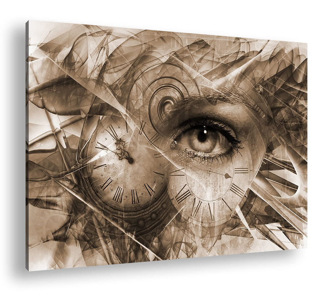 im Auge der Zeit Format: 120x80 Effekt: Sepia als Leinwandbild, Motiv fertig gerahmt auf Echtholzrah