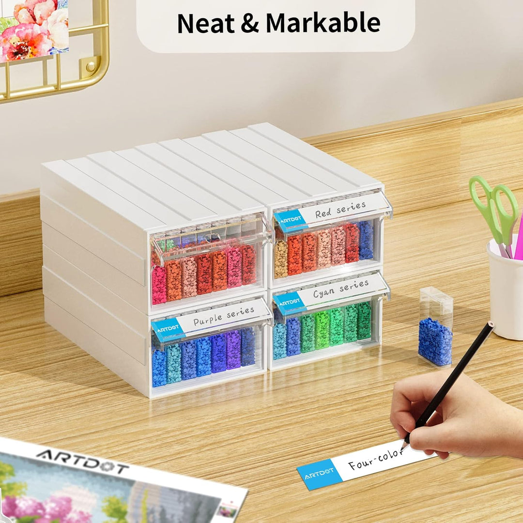 ARTDOT 5D Diamond Painting Zubehör Boxen, 140 Stück Diamant Painting Aufbewahrungsbox mit Koffer Tri