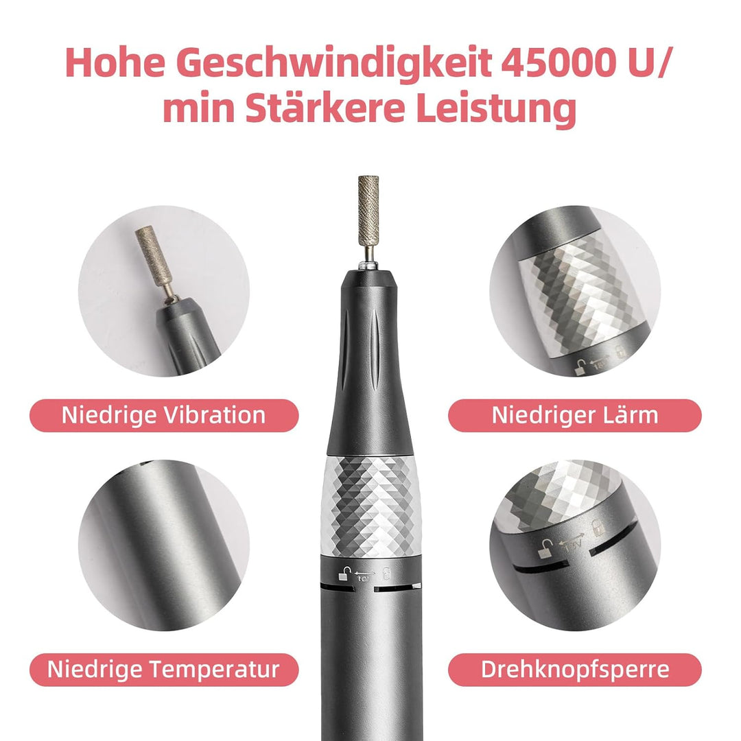 Trintion Elektrische Nagelfräser 45000 U/min Professionell, bidirektional Vorwärts/Rückwärts, geräus