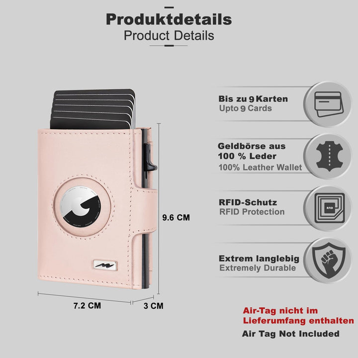 Marc Peter® Chicago Leder Push Air Slim Wallet - Airtag Geldbörse mit Münzfach - RFID Schutz kleines