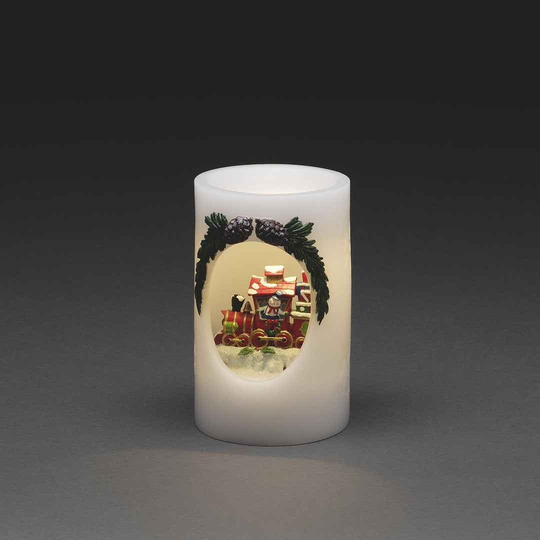 Konstsmide 1890-100 LED-Echtwachskerze Weiss Warmweiss Schneemann, Schneemann
