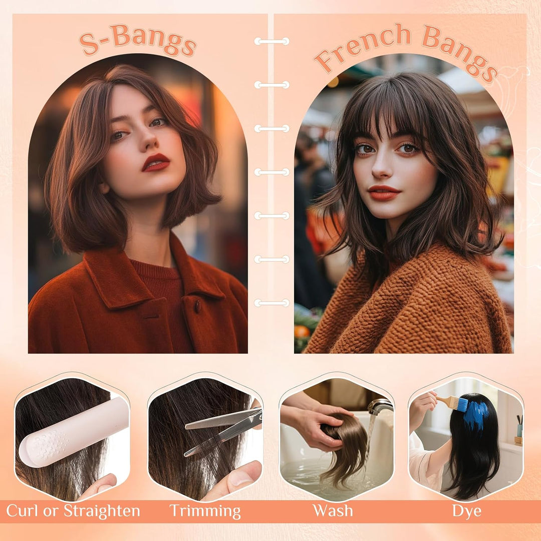 Benehair Echthaar Hair Topper für Frauen, 13g Haare Topper Echthaar Seitlicher Pony, 27CM Haartopper