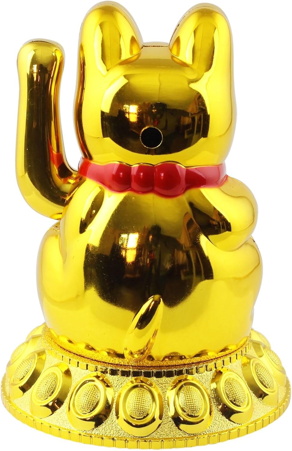 Freak Scene Glückskatze - Maneki-Neko - Winkekatze Solar - runder Sockel - 10,5 cm - Gold