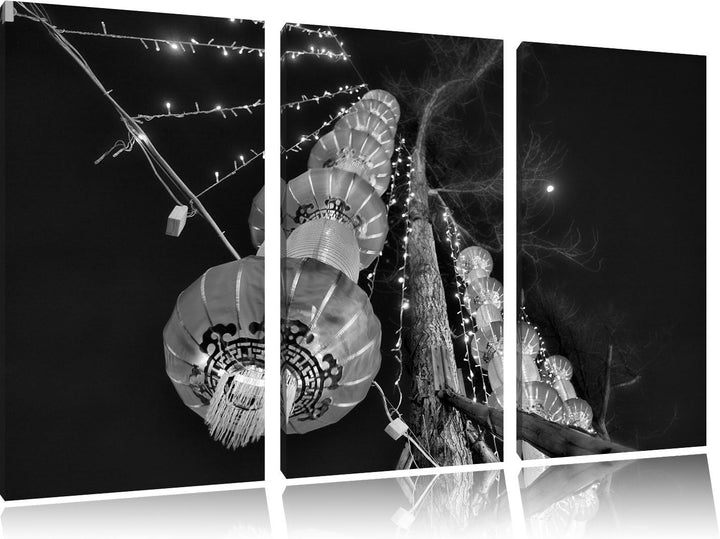 Pixxprint traditionelle chinesische Lampions als Leinwandbild/Grösse: 3 Teilig (120x80) cm/Wandbild/