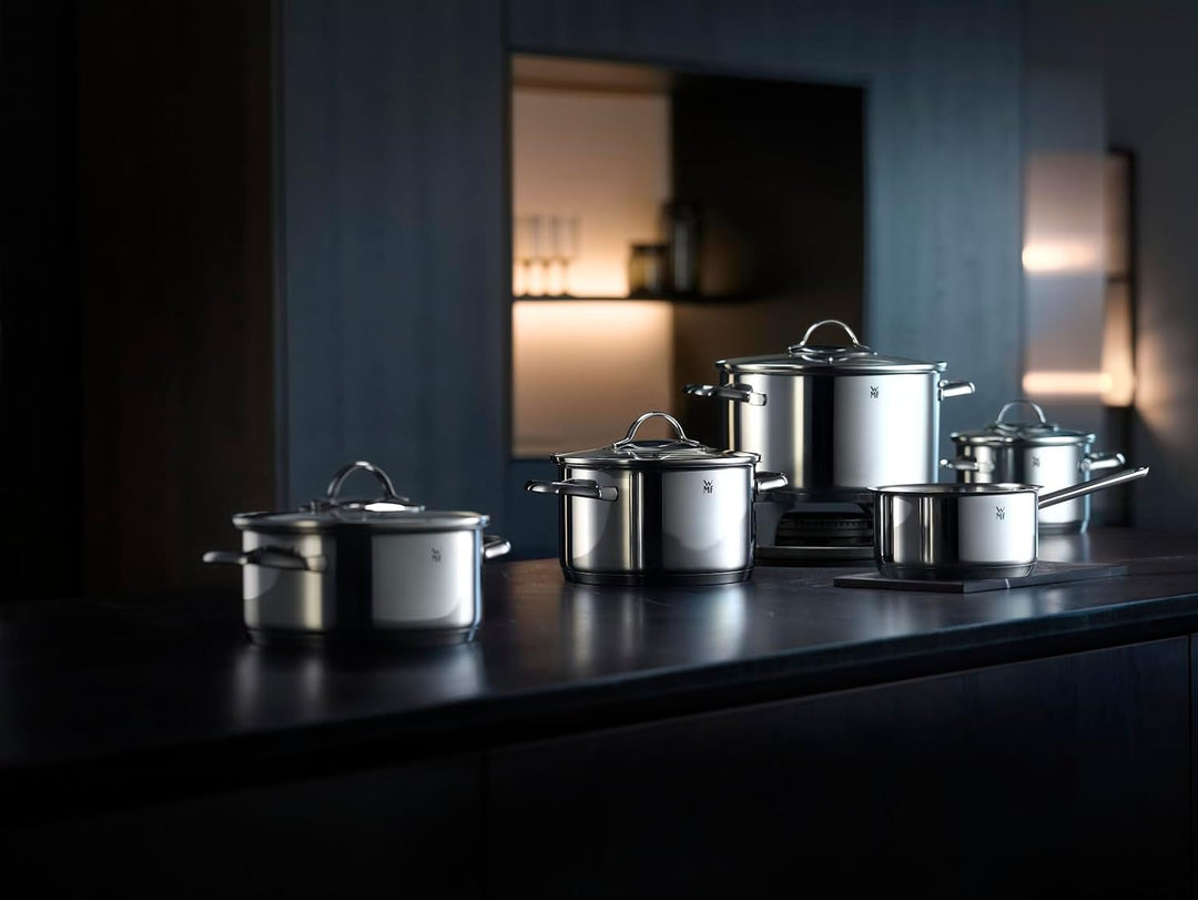WMF Aparto Topfset 5-teilig mit Glasdeckel, Induktions Töpfe Set unbeschichtet & Permadur Inspire Br