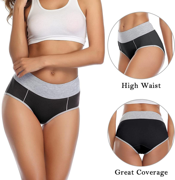 wirarpa Unterhosen Damen Hohe Taille Baumwolle Unterwäsche Taillenslip Frauen Slips Mehrpack XS Schw