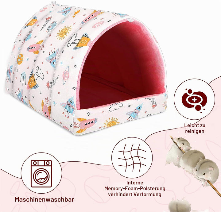 UPINS 2er-Pack Meerschweinchenbett, Meerschweinchenversteck, waschbar, Kleintierhaus, Käfigzubehör f