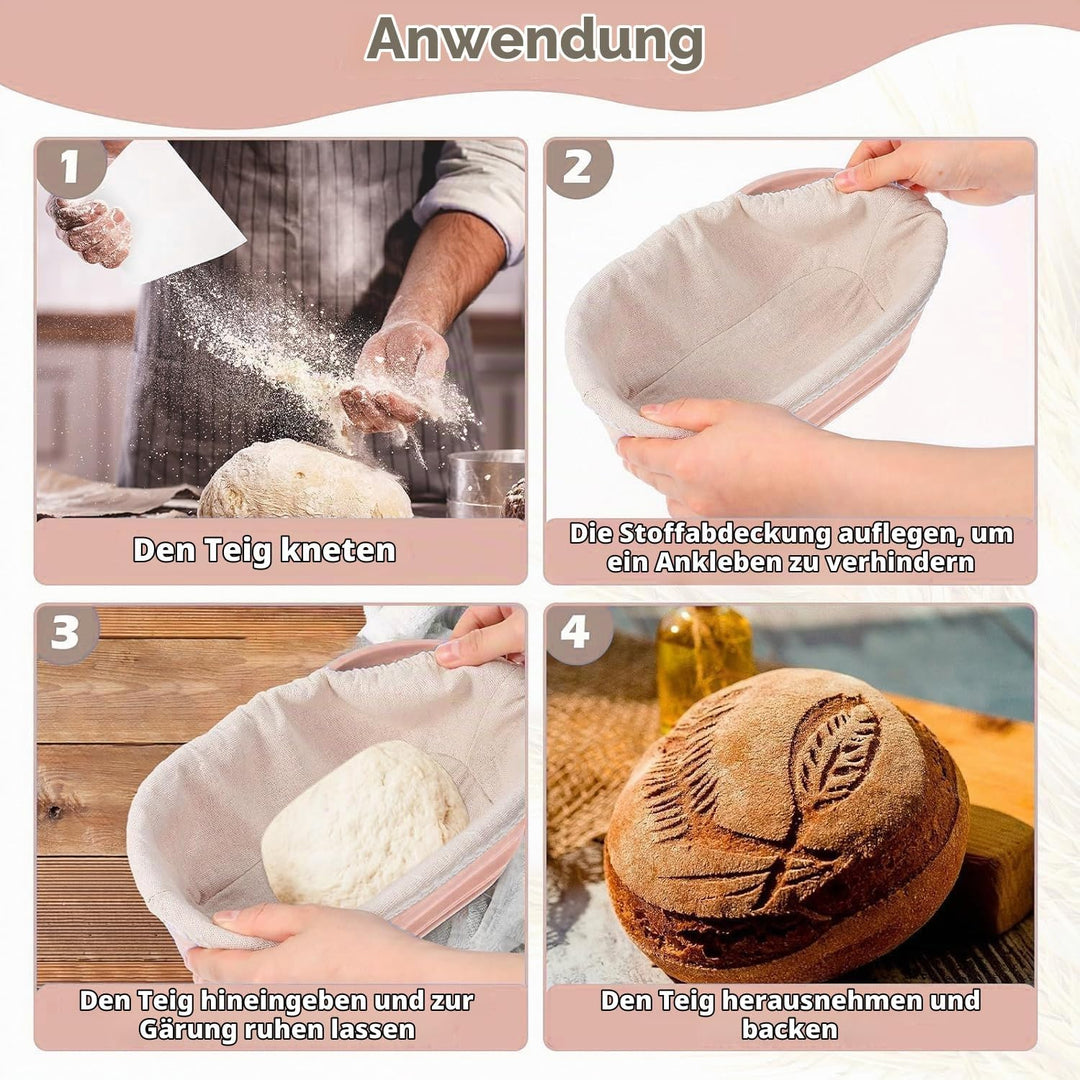 Brotbackform Kasten 29x13x6cm 2 Pieces,Gärkörbchen Oval 1 Piece,Brot Backen Zubehör,Kastenform Kuche