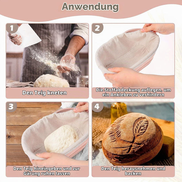 Brotbackform Kasten 29x13x6cm 2 Pieces,Gärkörbchen Oval 1 Piece,Brot Backen Zubehör,Kastenform Kuche
