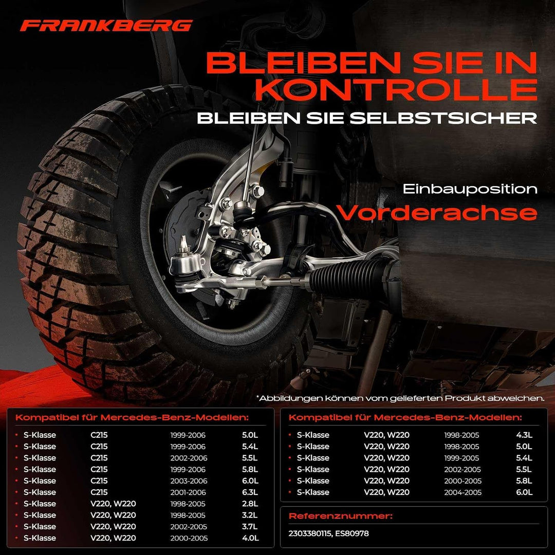 Frankberg 2x Spurstange Vorne Links und Rechts Kompatibel mit S-Klasse W220 C215 1998-2006 SL R129 R