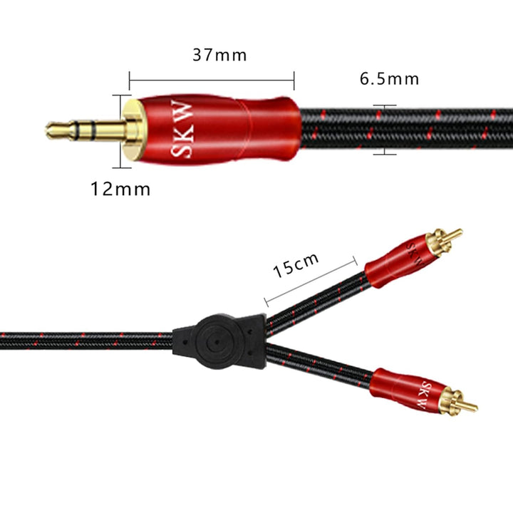 SKW 3,5mm Klinke auf 2 x Cinch Y Splitter Chinch Kabel, OFC Kupfer - Dual geschirmt Cinch auf Klinke