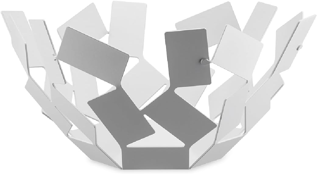 Alessi "La Stanza dello Scirocco", Obstschale weiss, Edelstahl 18/10, Weiss Lackiert,27.3 X 27.3 X 1