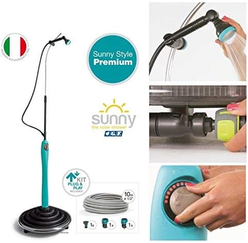 Sunny Style Premium Dusche, umweltfreundlich, Solardusche, Teleskop, mit Tank und Mischbatterie, ink