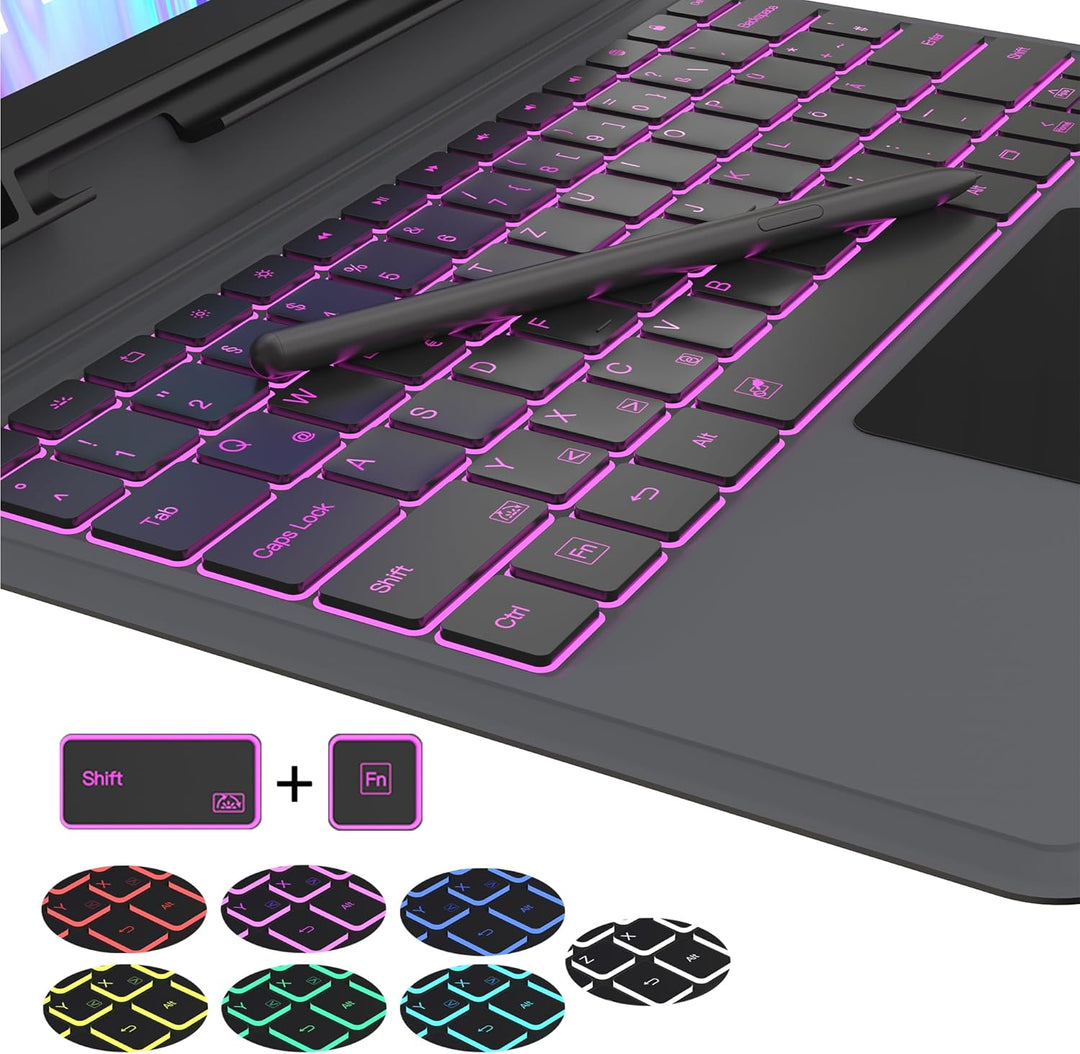 ROOFEI Folio Tastatur Hülle für Samsung Galaxy Tab S7 FE /S8 Plus/S7 Plus 12,4 Zoll - Kabellose Deut