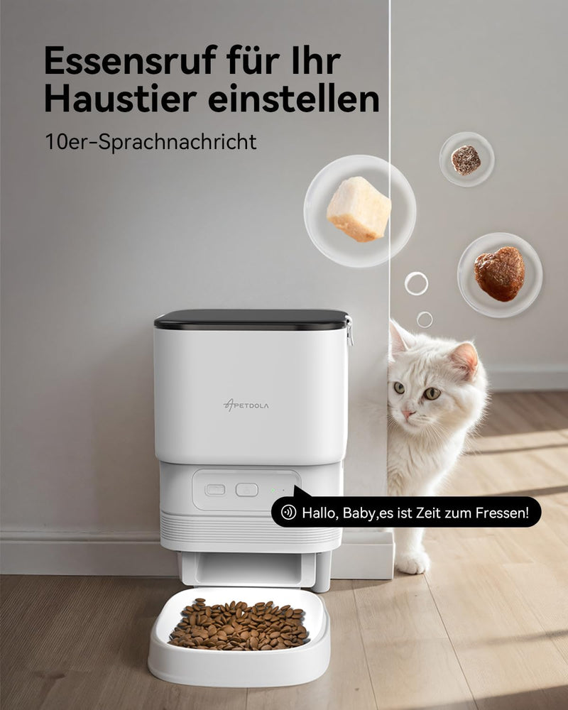 APETDOLA Futterautomat Katze, 2.4G WiFi Katzenfutter mit APP Steuerung, 5L Automatischer Futterspend