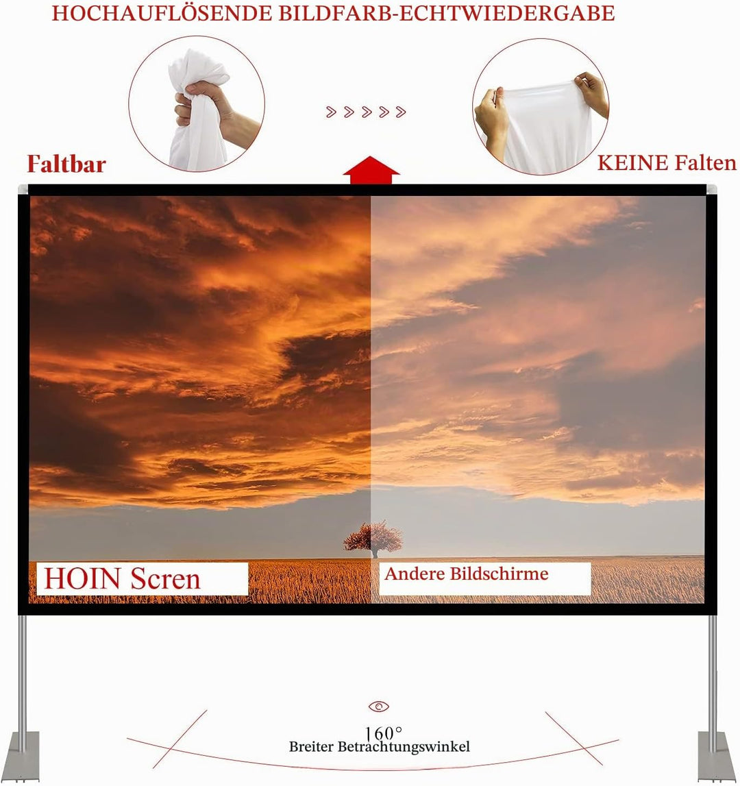 Projektion Leinwand mit Stand 100 Zoll HD 4K Outdoor Indoor Projector Screen Schnelles Falten Tragba